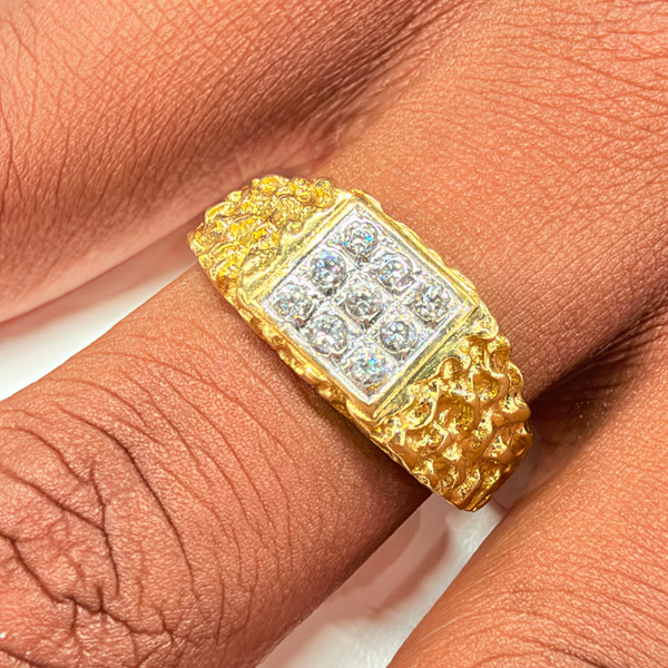 Chevalière en Or Jaune 18k avec Zirconium - Taille 68