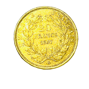 Pièce 20 Francs Napoléon 1857 en Or Jaune 20K