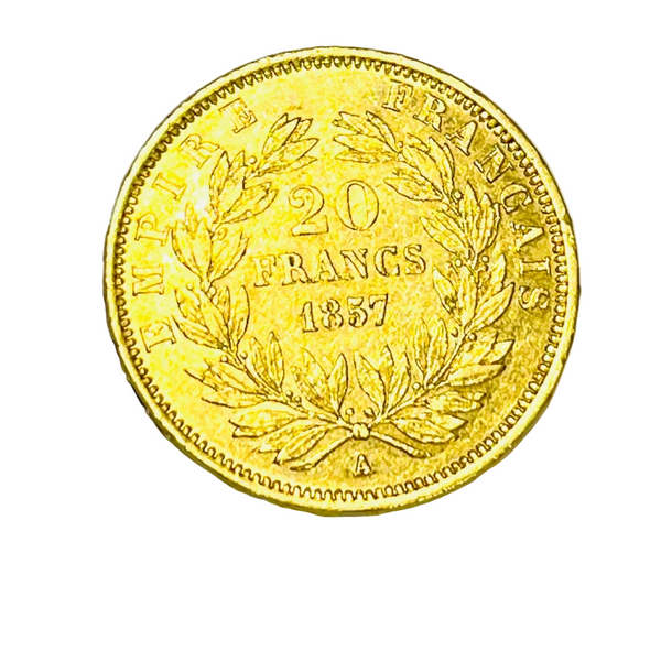 Pièce 20 Francs Napoléon 1857 en Or Jaune 20K