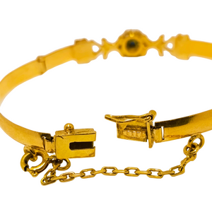 Bracelet Jonc avec Saphirs et Zirconium en Or Jaune 18K