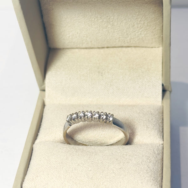 Bague Demi Tour Or Blanc 18 K avec 7 Diamants - Taille 56