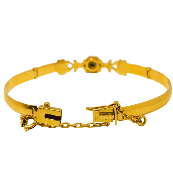 Bracelet Jonc avec Saphirs et Zirconium en Or Jaune 18K