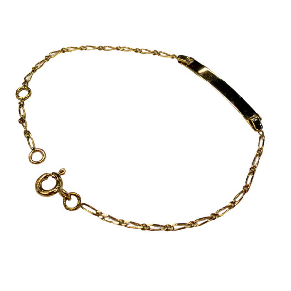 Bracelet Identité Maille Figaro Enfant Or Jaune 18 Carats