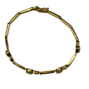 Bracelet Maillon Fantaisie avec Oxyde de Zirconium en Or Jaune 18K