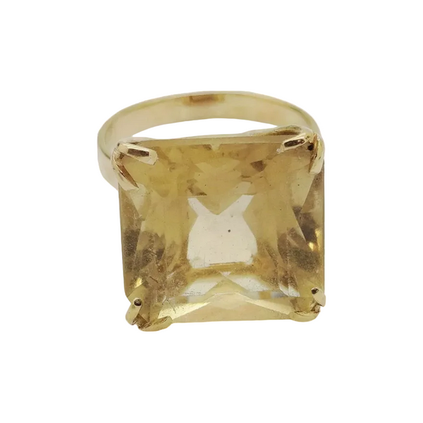 Bague Citrine en Or Jaune 18 Carats - Taille 52