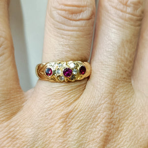 Bague Or Jaune 18k Rubis et Oxyde de Zirconium - taille 55