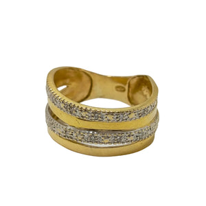 Bague Jonc en Or Jaune & Or Gris 18K avec Diamants 18K Taille : 50