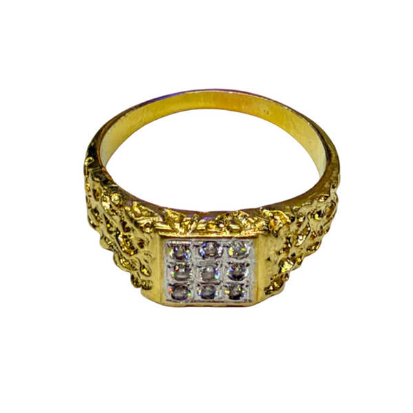 Chevalière en Or Jaune 18k avec Zirconium - Taille 68