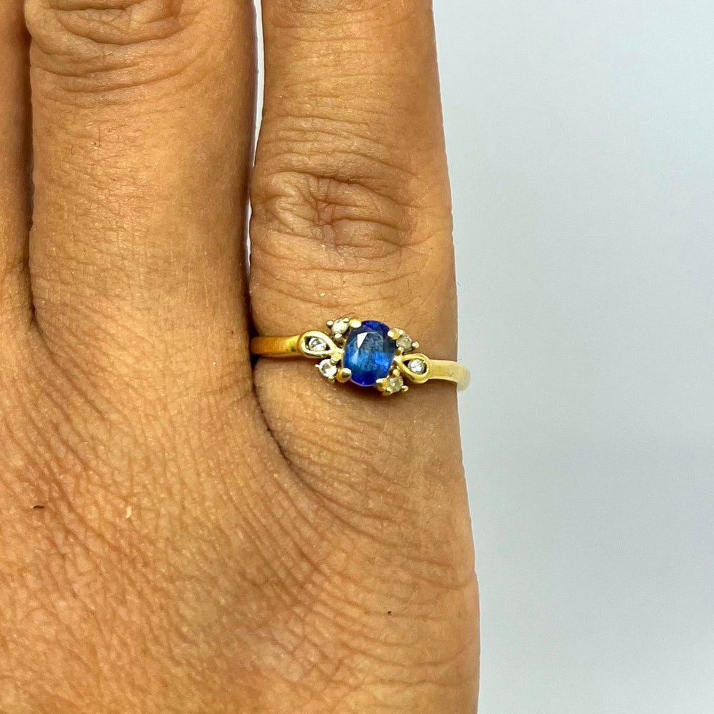 Bague en Or Jaune 18 Carats avec Saphir -  Taille 48