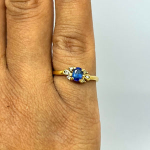 Bague en Or Jaune 18 Carats avec Saphir -  Taille 48