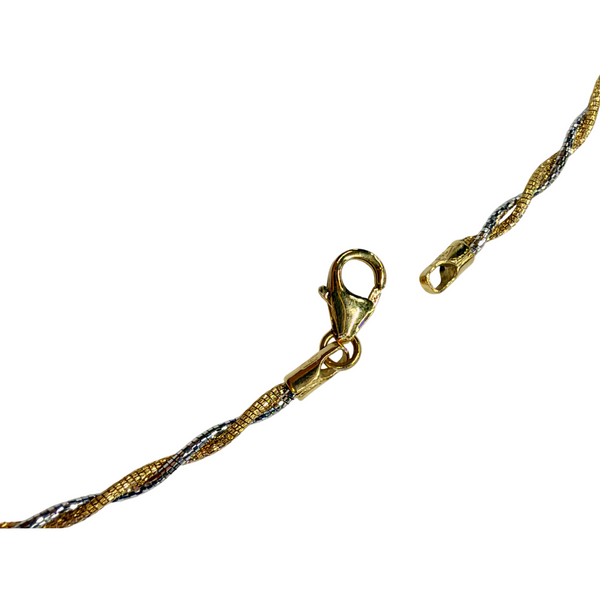 Collier Ras du Cou Torsadé en Or Jaune et Or Blanc 18K