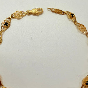 Bracelet Filigrane en Or Jaune 18k avec Saphir