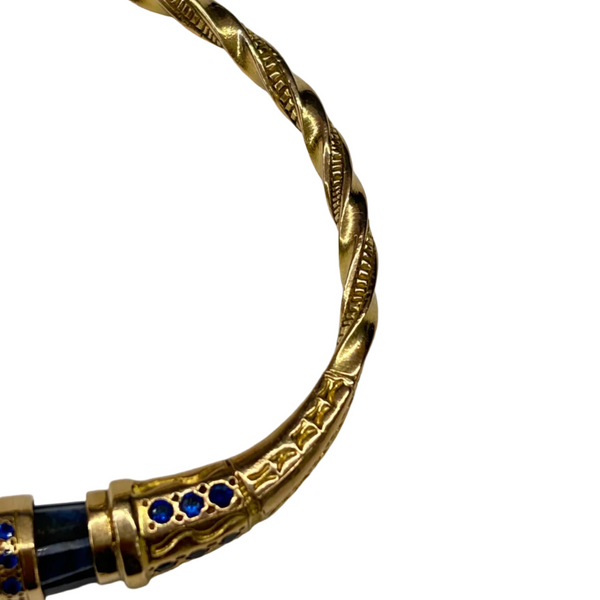 Bracelet Jonc Torsadé avec Saphirs en Or Jaune 18k