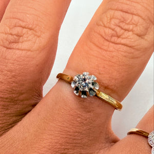 Bague Solitaire en Or Jaune et Blanc 18k Taille 54