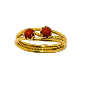 Bague Artisanale avec Zirconium en Or Jaune 18 Carats - Taille 46