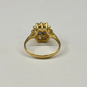 Bague Chou en Or Jaune 18k avec Saphirs et Zirconiums - Taille 54