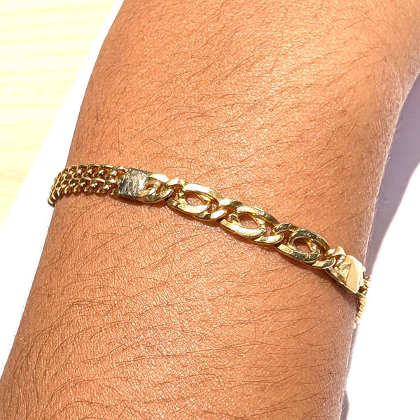 Bracelet Maillon Figaro en Or Jaune 18k