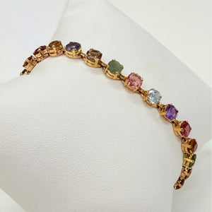 Bracelet en Or Jaune 18K avec Pierres de Couleurs
