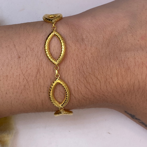 Bracelet Maillon en Maille Marquise en Or Jaune 18 Carats