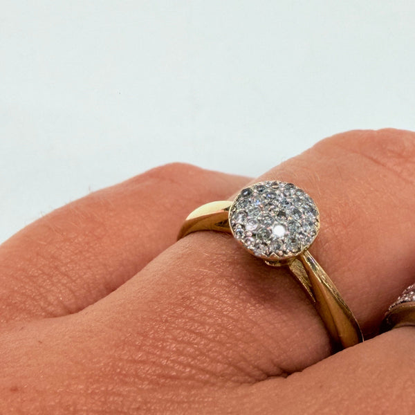 Bague en or jaune 18 K avec diamants - Taille 52