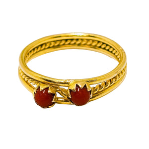 Bague Artisanale avec Zirconium en Or Jaune 18 Carats - Taille 46