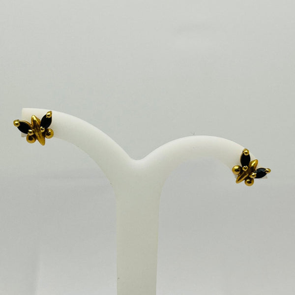 Boucles d'oreilles papillon en or jaune avec Saphir