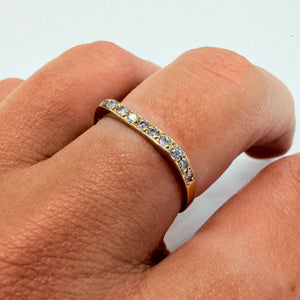 Bague en Or Jaune 18K avec 12 Diamants - Taille 55