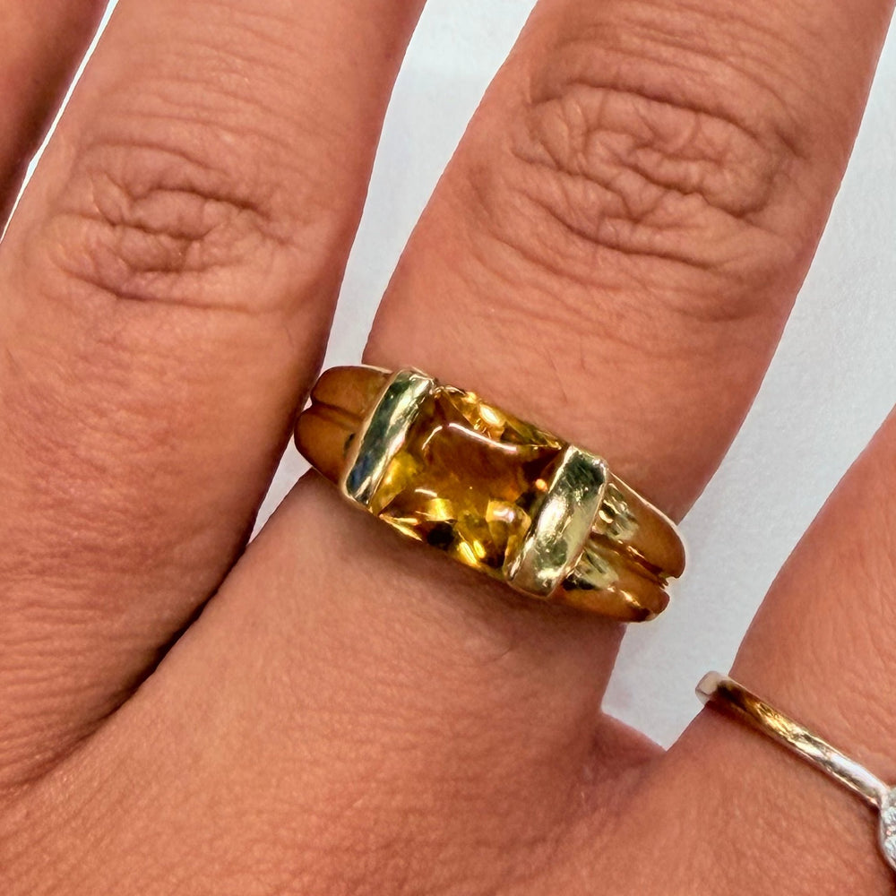 Bague en Or Jaune 18k avec Citrine - Taille 53