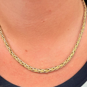 Collier Ras du Cou Maille Palmier en Or Jaune et Or Blanc 18k