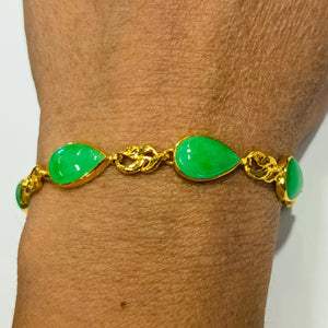 Bracelet Artisanale en Or Jaune 24K  avec Jade