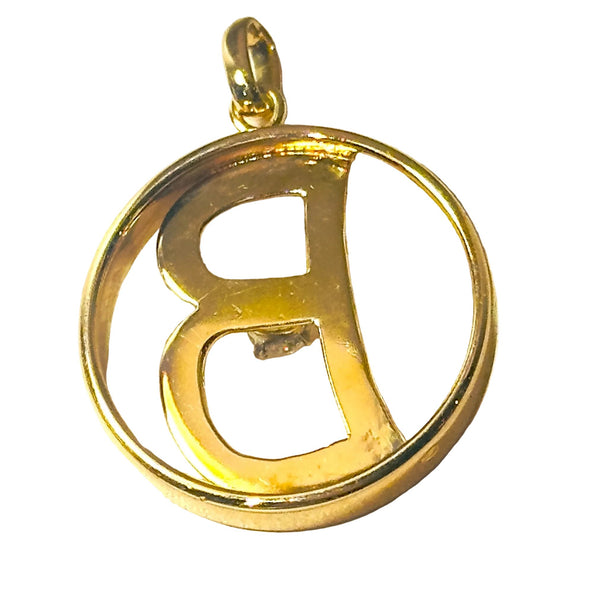 Pendentif Lettre B en Or Jaune 18K avec Diamant 0.2 Carats