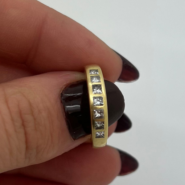 Bague Demi Tour Or Jaune 18K Zirconium - Taille 54