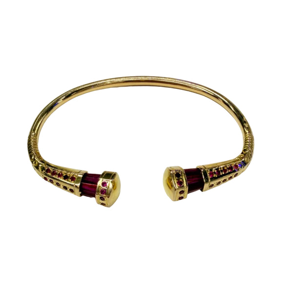 Bracelet Jonc Ouvert en Or Jaune 18k avec Rubis