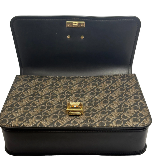 Sac à Main Michael Kors Delancey Satchel Noir Doré
