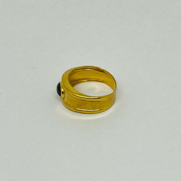 Bague Jonc en Or Jaune 18 Carats avec Saphir - Taille 60