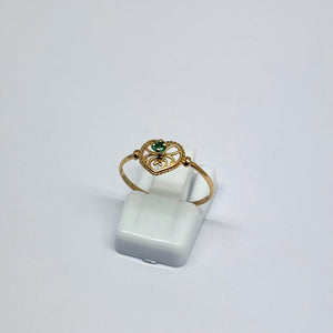 Bague avec Émeraude en Or Jaune 18 Carats - Taille 55