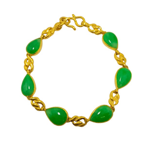 Bracelet Artisanale en Or Jaune 24K  avec Jade