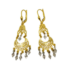 Boucles d'Oreilles Pendantes en Or Jaune et Gris 18K