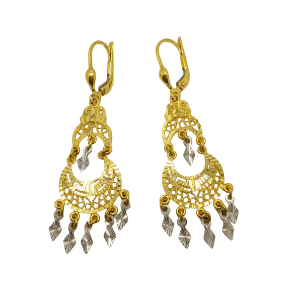 Boucles d'Oreilles Pendantes en Or Jaune et Gris 18K