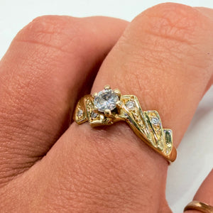 Bague Solitaire en Or Jaune 18k et Zirconium Taille 54