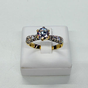 Bague or jaune 18k avec zirconium Taille 56