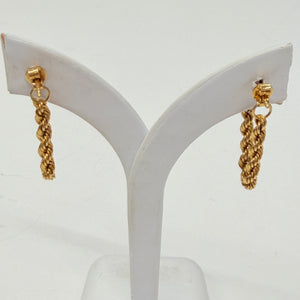Boucles d'oreilles torsadées pendantes en Or Jaune 18k