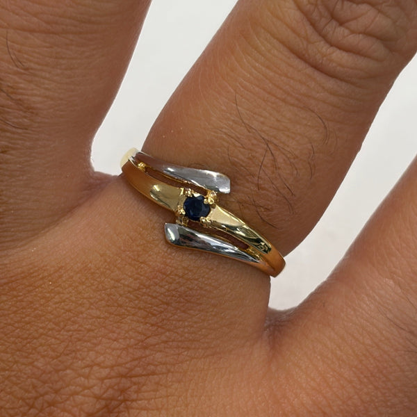 Bague en Or Jaune et Gris avec Saphir - Taille 53