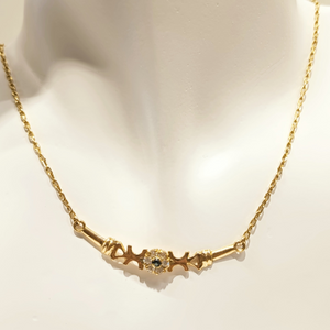 Collier Matinée Or Jaune 18k avec Saphir et Zirconium