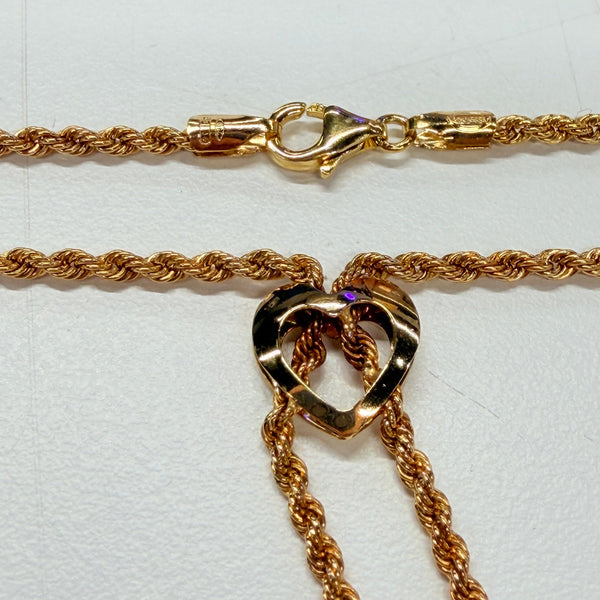 Collier Cravate en Or Jaune 18 K Maille Corde