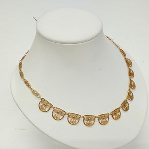Collier Ras du Cou en Or Jaune avec Maille Filigrane 18K