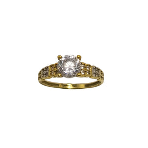 Bague Solitaire en Or Jaune avec Zirconium 18K Taille 51