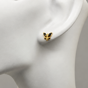 Boucles d'oreilles papillon en or jaune avec Saphir