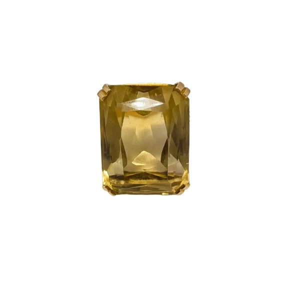 Solitaire en Or Jaune 14K avec Citrine - Taille 46