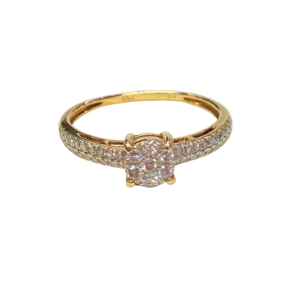 Bague Or Jaune 18 Carats avec Diamants - Taille 54